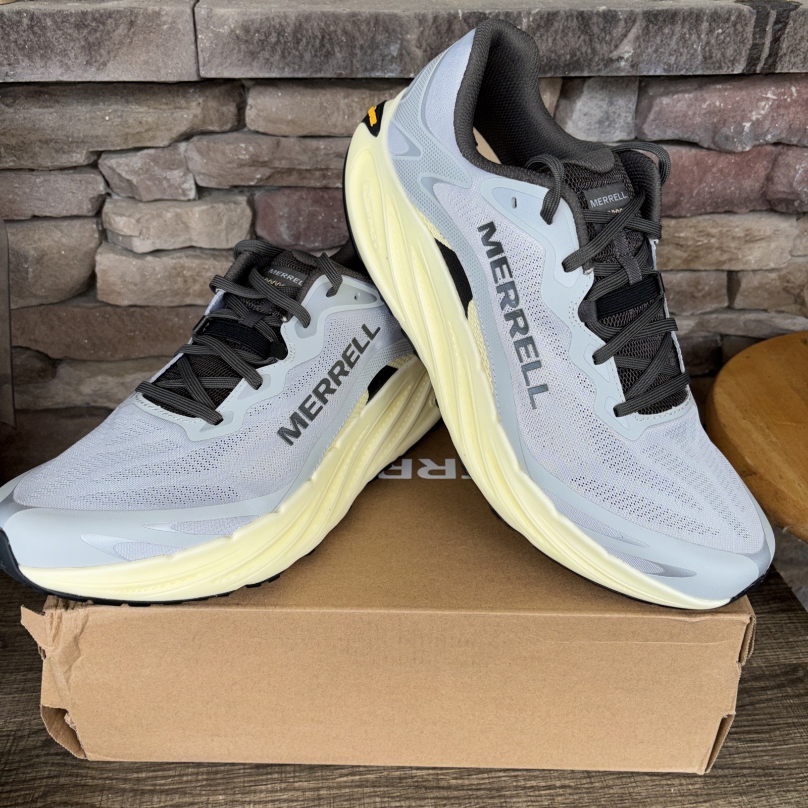 Merrell Promorph 13 Lace Up Mesh Running Sneakers Gray Yellow Black Low Top Nib
